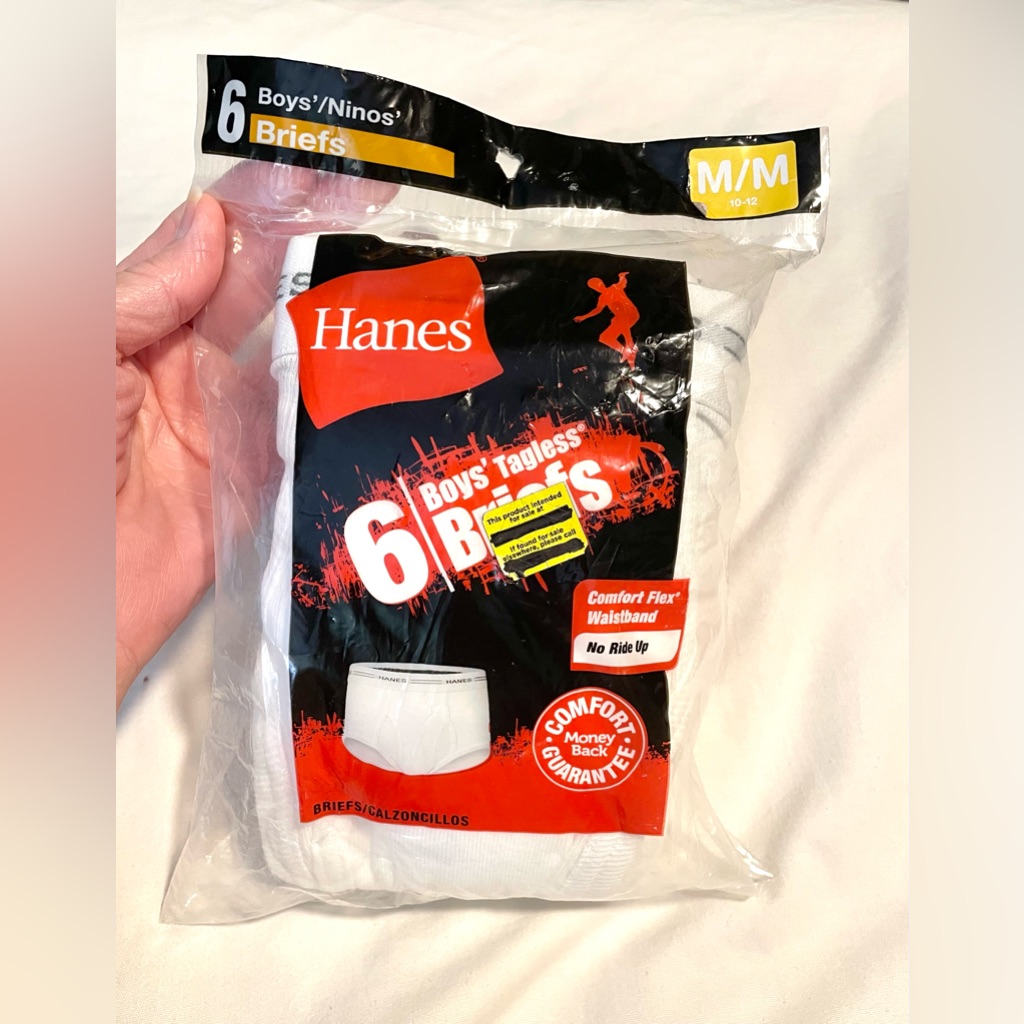 Hanes White Tagless Briefs  6 Pack  Boys Med 1012  Brand New In Pkg